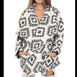 Anthropologie Capulet Chelan Wrap Coat Aztec Design - Size XS ** Runs Very Large